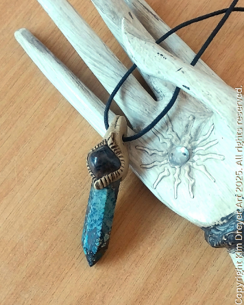 Chrysocolla crystal pendant