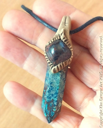 Chrysocolla crystal pendant